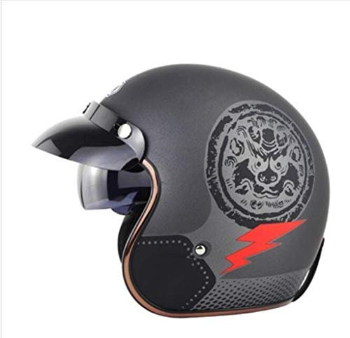 GAOZHE retrò Casco Scodella Casco Moto, Aperto Jet Caschi, Casco A Scodella,Scooter Motorino Vintage Caschi Cromwell, Donna Uomo con Visiera Parasole - DOT Omolog