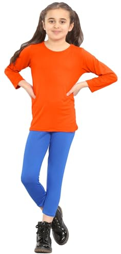 Hamishkane® Barn skoltröjor - enkel rund hals flickor och pojkar långärmad t-shirt - stretchiga och bekväma t-shirts för barn, NEONORANGE, 5-6 Years
