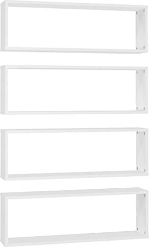 vidaXL 4X Würfelregal Wandregal Hängeregal Cube Lounge CD Regal Dekoregal Bücherregal Schweberegal Wandboard Regalwürfel Weiß 80x15x26,5cm Holzwerkstoff