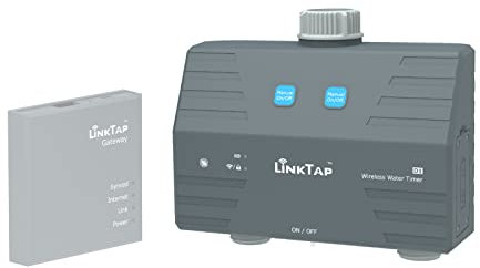 LinkTap D1 Drahtlose Bewässerungscomputer, Erfordert Gateway, 2-Zonen Smart Bewässerungssteuerung, Integrierte Durchflussmesser, Wetteranpassung, Größere Reichweite als WiFi, Echtzeit-Fehlererkennung