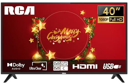 RCA 40 Zoll(101cm) TV Fernseher Full HD Triple Tuner(DVB-T/T2/C/S/S2) HDMI USB Modell Wohnzimmer Konferenzraum Hotel(2023)