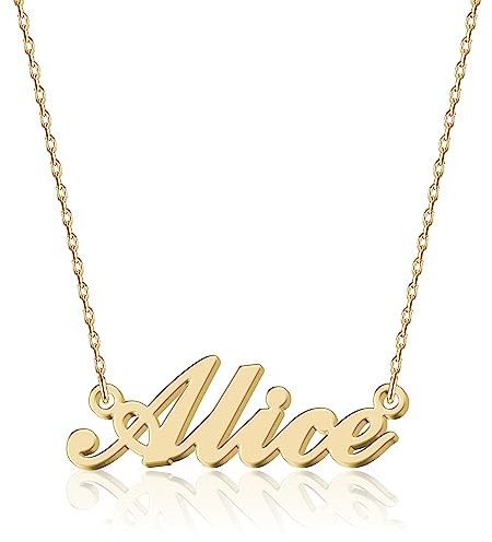 UMAGICBOX Collana con nome personalizzata, placcata in oro 18 carati, 14 caratteri, 4 colori disponibili, realizzata a mano e confezionata con stile, 40 centimètres, Oro Lacca oro, Nessuna pietra