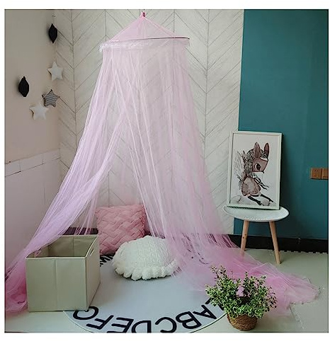 Yurosiay Universal Kuppel Moskitonetz Prinzessin Moskitonetz Dome Moskitonetz Zum Aufhängen Moskitonetz Reisen Einfache Installation Mückennetz Bett für Doppelbett Einzelbett Rosa