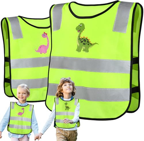 Hoiloie 2 Stück Warnweste Kinder, Atmungsaktive Sicherheitsweste in Universalgröße, Leichte Reflektorweste für Schule, Sport und Sicherheit von Jungs und Mädchen