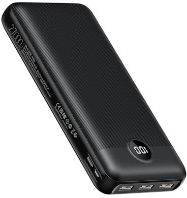 VEGER Power Bank,27000mAh Bateria Externa con Pantalla LED Bateria Portatil USB C Carga rapida PD 20W QC 3.0 con 2 Entradas y 4 Salidas Compatible con iPhone, Samsung, Huawei, Tableta y más.