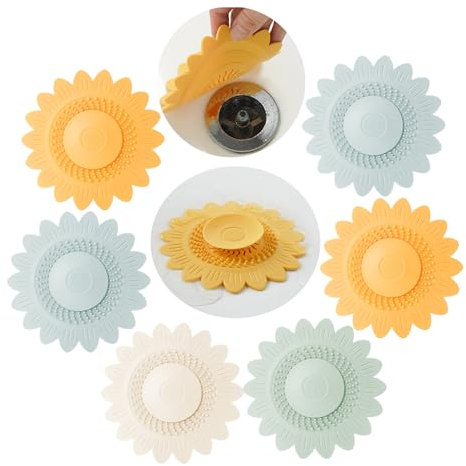 Xiuyer Badewannenstöpsel, 6 Stück Abflusssieb, Abflussstopfen, Universal Abflussstopfen, Waschbeckenstöpsel mit Haarsieb Funktion, Silikon Abflusssieb für Küche, Bäder, Badewanne, Spüle