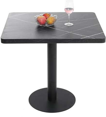Mingone Esstisch 80cmX80cm Küchentisch Kleine Marmor Tisch Quadratischer Tisch 80cm für Esszimmer Küche Wohnzimmer,Schwarz