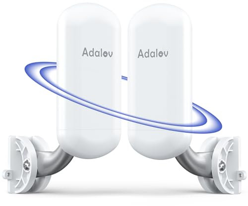 AdaLov CPE467 Wireless Bridge Outdoor with Bracket Mounts, 5.8GHz 1KM Point to Point WiFi Bridge, Network Extend to Workshop/Garage/Farm/Shop/Barn/Shed,PoE, IP65 Weatherproof,Plug & Play