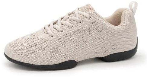 Anna Kern Suny Dansskor för kvinnor 180 tjocka – stickad beige – normal bredd – 1 cm sneakerklack – delad PU-sula, BEIgE, 38 EU