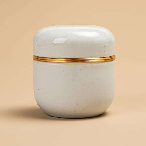 TEANAGOO - Tarro de cerámica para matcha, recipiente portátil de 2,8 oz/82,8 ml con sello de doble capa, tapa de aluminio para mayor frescura, perfecto para 18 g de matcha, 3 unidades, gris claro