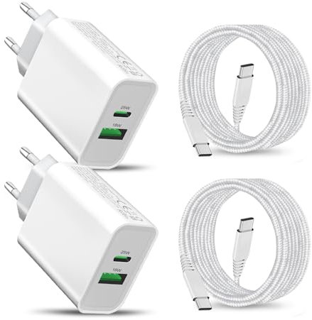 2Pack Chargeur Samsung USB C 25W,Chargeur et Cable pour Samsung Galaxy A55 5G A25 A35 A54 A56 A36 A26 A34 S24 Plus Ultra/S23 FE A53 A14 A17 A33 A23 A05S/S22 S21,iPhone 15 Rapide Type C Prise Secteur