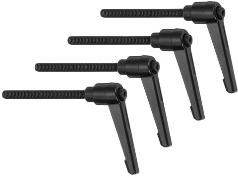 QUARKZMAN 4Pcs M6 X 60mm Manija de Perillas Ajustables con Rosca Macho Botón de Empuje Trinquete de Liberación Rápida Perno Giratorio para Maquinaria de Torno, Negro
