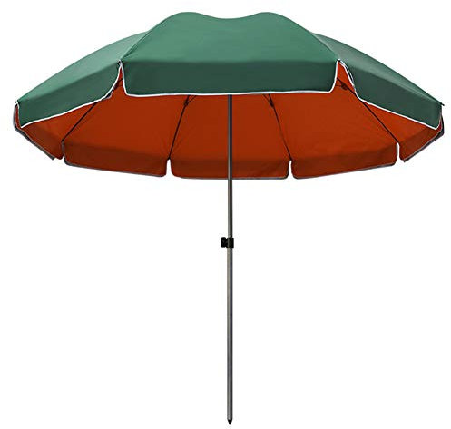 Petit parasol rond de 2,6 m pour patio, pelouse, terrasse, balcon, mobilier de terrasse, mobilier de jardin, résistant aux UV, bleu/vert