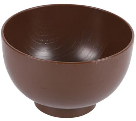 VOSAREA Japanese Soup Bowl Small Miso Rice Bowl Unbreakable Wooden Texture Japanese Style for Soup and Noodles