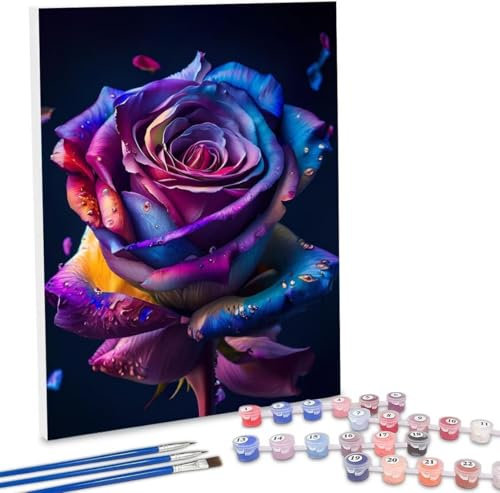 Paint by Numbers for Adults DIY Paint by Numbers Colorful Roses for Beginners Painting by Numbers on Canvas DIY Acrylic Paints Set Paint by Numbers Kits for Adults Perfect for Gifts Decor 28x36in G-25