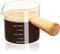 HOTUT Verre à Mesurer Expresso, Verre Doseur à Double Bec, Accessoires Expresso en Verre Transparent, Avec Poignée en Bois et Becs, Convient pour l'espresso, le Lait, la Mousse de Lait, etc（75ml）