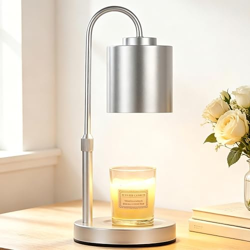 CASTLELIFE Candle Warmer Lamp with Timer & Dimmer, Height Adjustable Electric Wax Melt Warmer for Jar Candles, Gifts for Mom Home Decor, Silver
