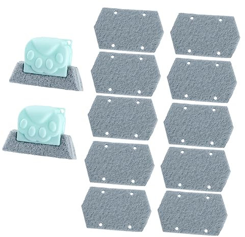 Healeved Window Groove Cleaning Brush Set 14pcs 2 and 12 Replacement Pads, Household Kitchen and Floor Slot Cleaner for Window Tracks and Door Seams