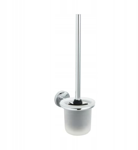 Tiger Puck WC-Garnitur mit Toilettenbürste aus hochwertigem Edelstahl in Chrom – Klassisches Design – Einfache Wandmontage mit Schrauben oder Kleben – Funktionale Badezimmerausstattung
