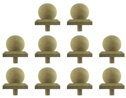 h2i Pfostenkappe Kugel | Holz imprägniert | 80 x 80 mm | 10 Stück | Eckige Abdeckkappe für Garten Holzpfosten Pfostenträger & Zaunpfosten Pyramide & Kugel | Wetterschutz für Holz-Balken & Pfosten