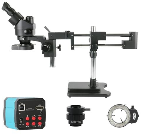 Microscope 3.5X-90X 180X Simul Focal Black Trinocular Microscope Double Boom Stand 37MP HDMI Digital Camera For Phone PCB Repair Soldering