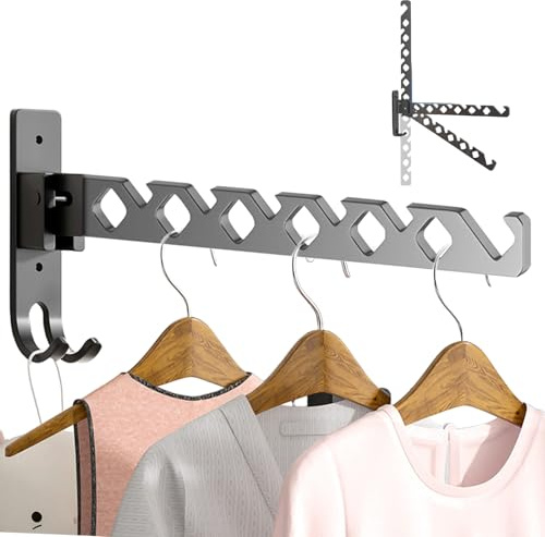 UOSIWYA Kleiderstange Wandmontage, Kleiderhaken Garderobenhaken Klappbar Wand Kleiderständer 180°Drehbare Garderobe Wandhaken Kleiderlüfter Hakenleiste für Badezimmer Waschküche Balkon