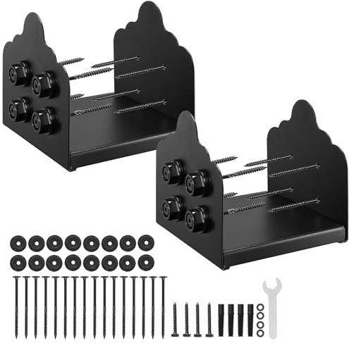 VEVOR 8x8 Post Base 2 Pcs, Inner Size 7.9x7.5 inch / 200x190 mm Post Brackets, Heavy Duty Carbon Steel Decking Posts, Wood Posts Brackets for Pavilion Deck Railing Support Deck Base Plate, Black