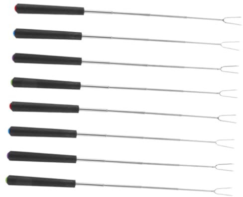 Hemobllo 8pièces Fourchettes à Barbecue Télescopiques Pour Rôtir Guimauves Outils De Camping Barbecue Manches Extensibles De Sécurité Pour Parfaits Pour