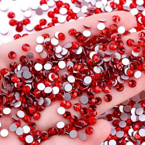 Blausky 288 Stück ss30/6.3-6.5mm Flache Rückseite Strasssteine,Nagel Kristalle Strass Glassteine zum Basteln Rhinestone aus Glas Diamante Gems Farbige Runde Edelsteine für Nagelkunst,Rot