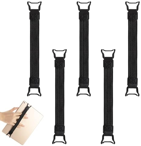 SIXHAOBU 5 Stück Universal Tablet-Handschlaufe,Fingerhalter Griffhalter, Hoch elastisches Vielseitiges Halteband Tablet Fingerhalterung Griff Halter,für 6-12.9 Tablets und E-Reader, Schwarz