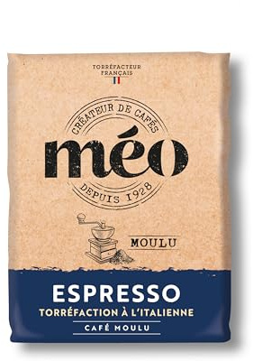 Cafés Méo - Café Moulu Espresso - 6 kg - Intensité 9/10 - Arômes Authentiques, Aromatique - Lot de 6 x 1 kg