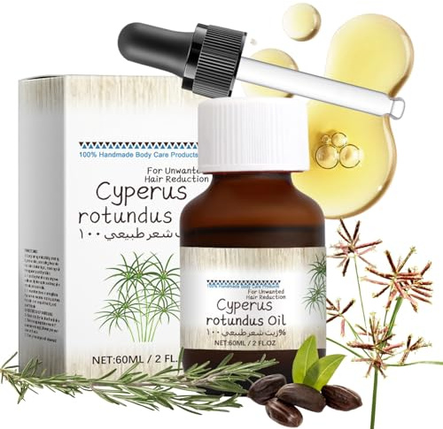 60ml Cyperus Rotundus Oil for Hair Removal - Pure & Natural Cyperus Rotundus Oil - Body Cyperus Rotundus Essential Oil for Smooth Skin - Shrinks Pores & Reducing Hair Growth