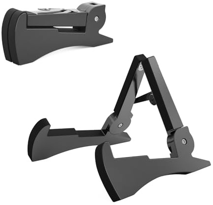 DIDA Portable Travel Guitar Stand, Lightweight Stable A- Frame Plastic Guitar Stand Holder for Acoustic, Electric Guitars, Ukulele, Foldable Guitar Stand Floor, Single Guitar Holder (Black)
