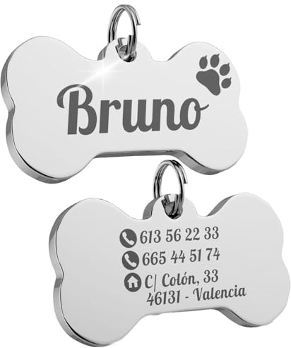 ErenBros Chapa perro grabada con nombre de acero inoxidable | Placa perro personalizada robusta | Diseño único y duradero | Ideal como regalo para mascotas (Gato, Grande - 4cm)