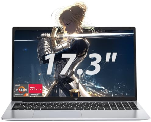 ACEMAGIC 17.3 inch Laptop with Quad-Core Ryzen 4300U Processor up to 3.7GHz (Beat N150/N100) 16GB RAM DDR4 512GB M.2 SSD Laptops, WiFi 5, BT5.2, USB3.2, HDMI, Type-C,1080 FHD, 6000mAh Long-Battery