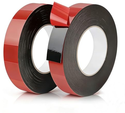 2 Rollen Doppelseitiges Klebeband Extra Stark 10m x 25mm Wasserfest Multifunktionales Montageklebeband Hochtemperaturbeständig Doppelklebeband für LED Streifen Leuchten Auto Heimdekoration Bürodekor