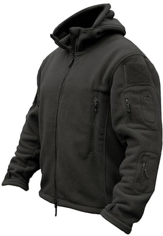 TACVASEN Veste Casual Homme Veste Polaire Décontractée Marche Trekking Manteau Neige Ski Capuche Veste Snowboard Snow Gris Men's Fleece Jacket Gris,Gris,XL