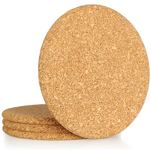 com-four® 4X Dessous de Plat Rond en liège, Ø 19 x 1 cm, Dessous de Plat