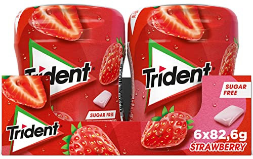 Trident Fresh Bottle Fresa- Chicles sin Azúcar con Sabor a Fresa - 6 Botes de 82,6 g