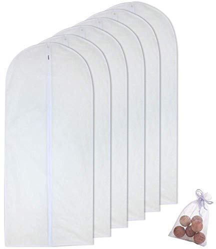 HomeClean Mottenfeste Kleidungsstück-Kleidungsbeutel 60cm x 153cm Hängende Kleidungs-Aufbewahrungsbeutel mit 6 Zedernbällen für Manteltanzkostüme Langes Kleid und Lange Kleider