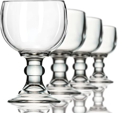 Amehla Schooner Beer Glasses Set - 21-ounce Large Margarita Glass, Big Goblet Style Beer Glass for Coronarita, Michelada Cup, Fish Bowl Glasses for Drinks or Shrimp Cocktail - Set of 4 (Clear)