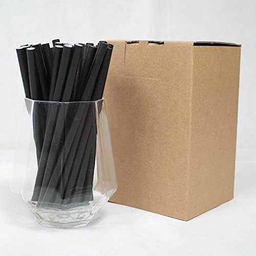 Black Cocktail Straws (6mm x 140mm) - Pack Size 500 - FSC Certified/Food Safe/PFAS Free/Biodegradable/Eco-Friendly/Durable/Suitable for All Occasions