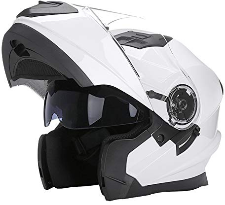 Woljay Klapphelm Integralhelm Rennen Offroad-Helm Motorradhelm (XXL, Glas Weiß)