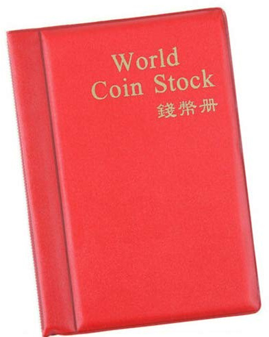 Álbum de colección con bolsillos para monedas, coleccionistas de monedas, 120 bolsillos para guardar monedas, fichas y insignias (rojo)