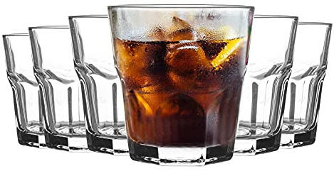 LAV 12x Clear 200ml Aras Whisky Glasses - Glass Water Wine Whiskey Gin Juice Cocktail Drinking Glassware Cup Set