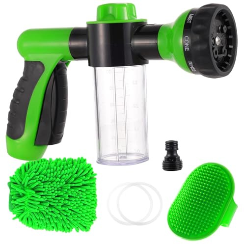 Hochdruck-8-in-1-Autowaschbürste, Schaumpistole, Schlauchdüse, Schaumkanone, Flasche, Seifensprüher, Duschen, Haustier, Autowäsche