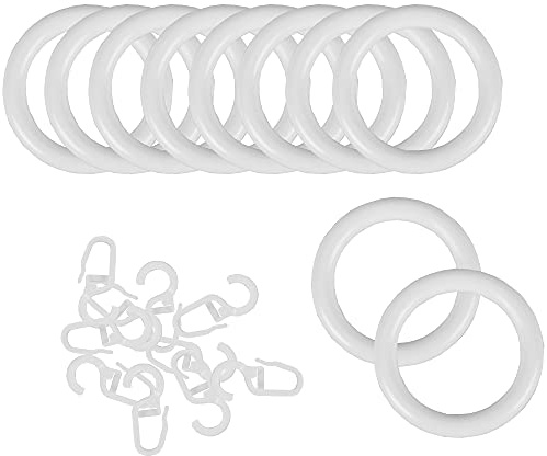 Bestlivings Ringe mit Faltenleghaken (20er Set), Gardinenringe für Universalband/Kräuselband Ø40mm in der Farbe: Weiß