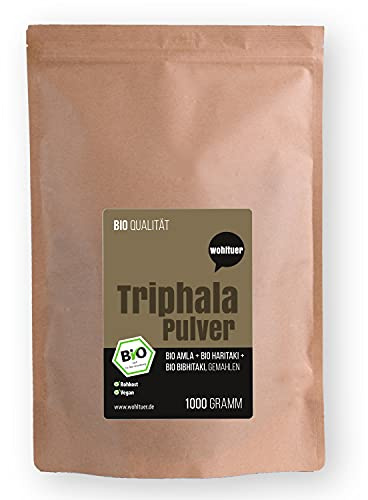 Wohltuer Bio Triphala Pulver 1000g - Enthält Bio Amla, Bio Haritaki und Bio Bibhitaki gemahlen - Ayurvedisch