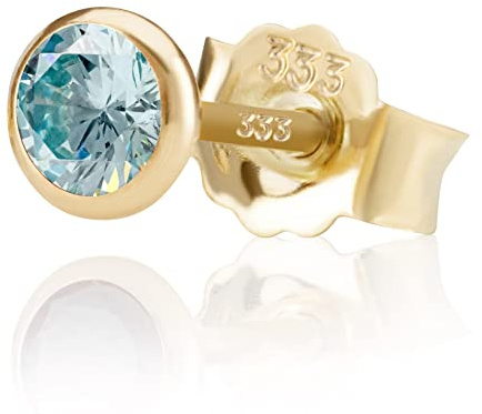 NKlaus Ohrstecker 333er Gelbgold, 8 Karat, Zirkonia, 5,0mm, einzeln 1 Stück | Butterfly-Verschluss
