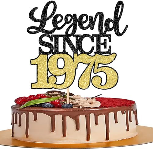 SYKYCTCY 1 Pack Legend Since 1976 Cake Topper Glitter Happy 50th Birthday Cake Pick 50 Fabulous Cake Decorations for Cheers to 50th Birthday Wedding Anniversary Party Supplies